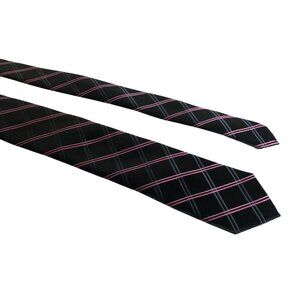 J Ferrar Tie Black Pink Gray Plaid Mens Necktie Office Work Formal Dad Gift